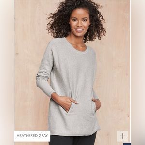 Garnet Hill organic cotton pocket detail sweater tunic heathered gray size XS